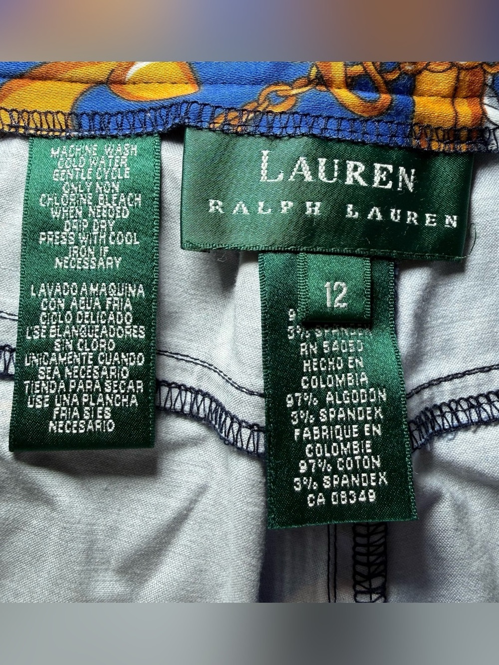 Lauren Ralph Lauren Anchor Print Pants Cropped Size 12 Navy Nautical Women's - Picture 4 of 8